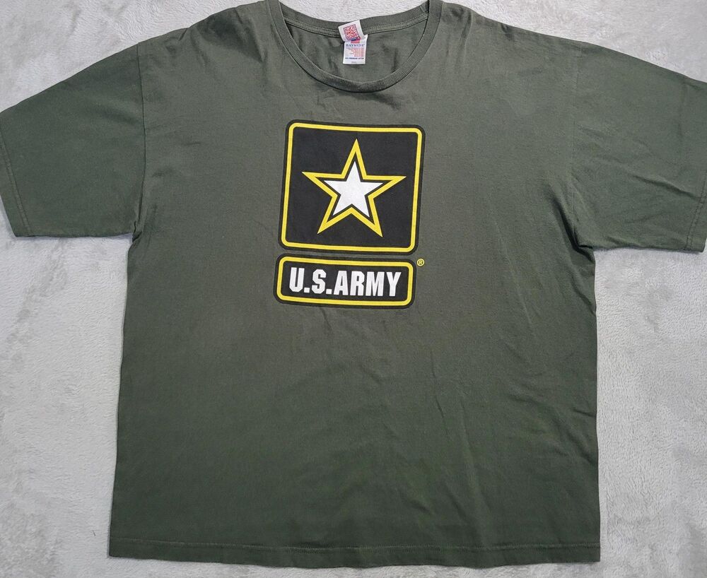 Bayside Shirt Mens 2XL Green U.S. Army Star Logo Graphic Preshrunk Cotton USA
